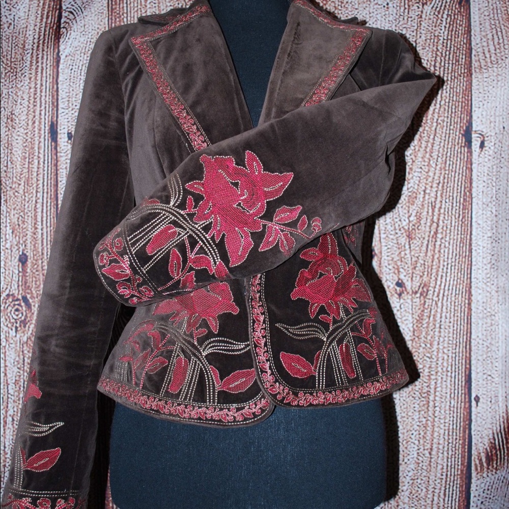 Peter Nygard Embroidered Velvet Suit Jacket